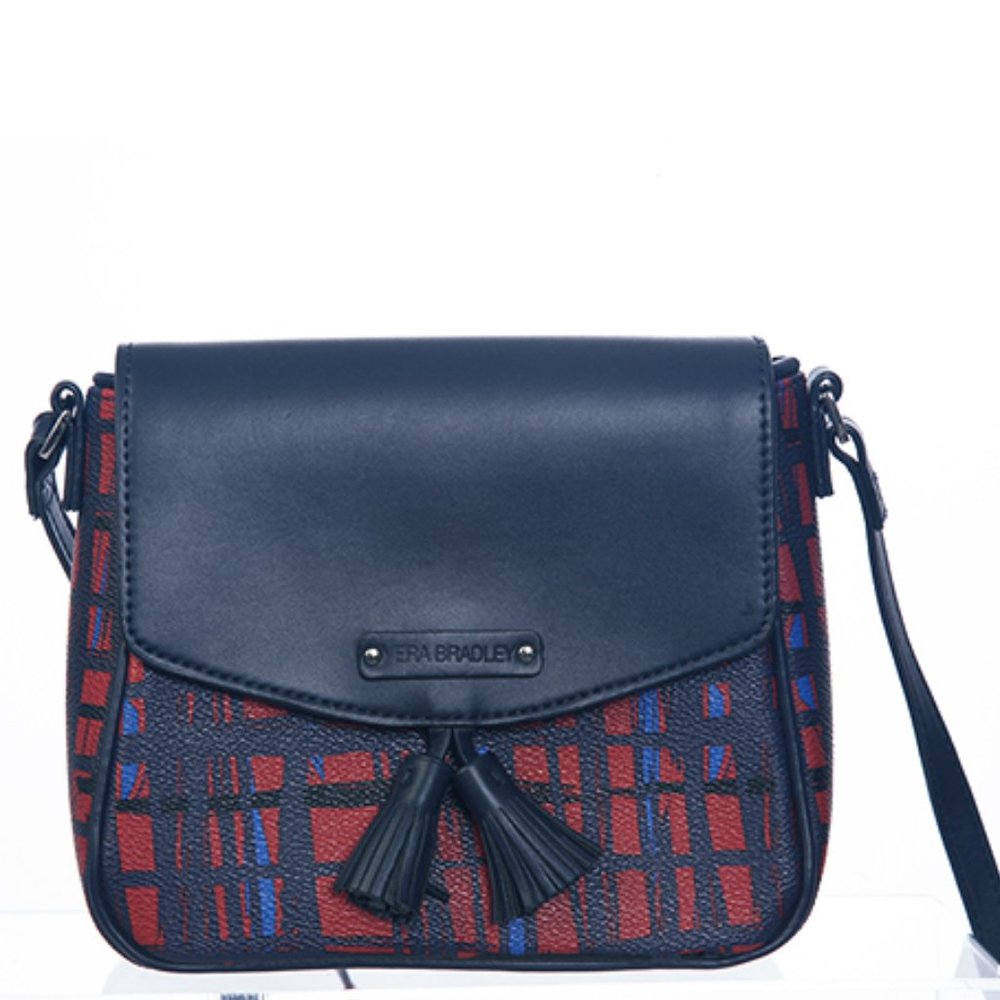 Vera Bradley Small Crossbody Bag Navy & Red Art Plaid - Picture 8 of 9